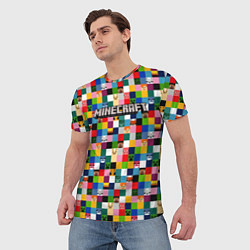 Футболка мужская Minecraft - пиксельные персонажи, цвет: 3D-принт — фото 2