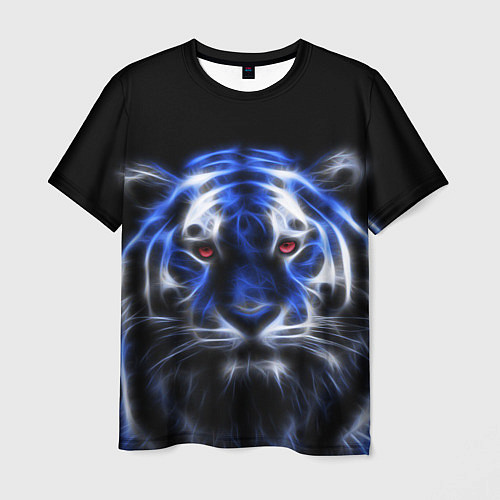 Мужская футболка Синий неоновый тигр / 3D-принт – фото 1