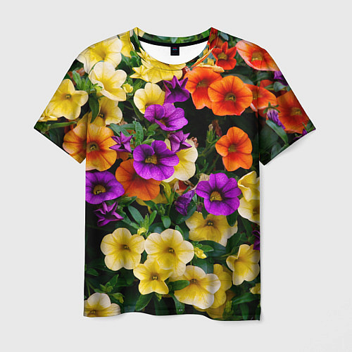 Мужская футболка Разноцветная петуния / 3D-принт – фото 1
