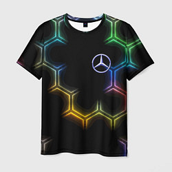 Мужская футболка Mercedes - neon pattern