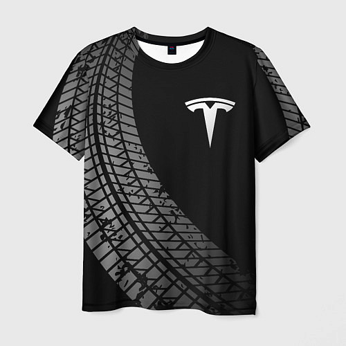 Мужская футболка Tesla tire tracks / 3D-принт – фото 1