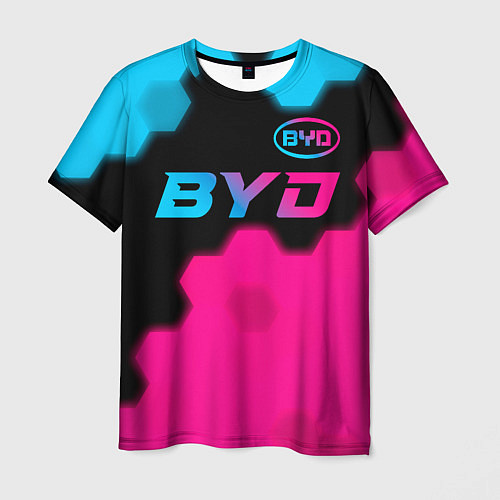 Мужская футболка BYD - neon gradient: символ сверху / 3D-принт – фото 1