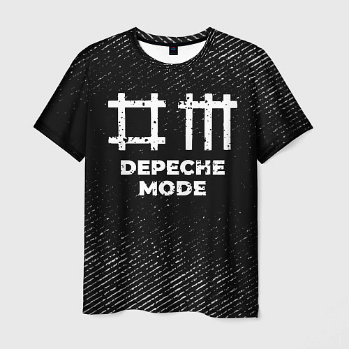 Мужская футболка Depeche Mode с потертостями на темном фоне / 3D-принт – фото 1