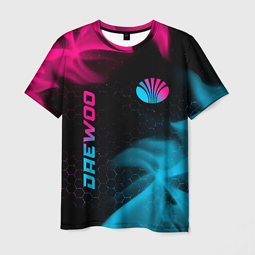 Мужская футболка Daewoo - neon gradient: надпись, символ / 3D-принт – фото 1