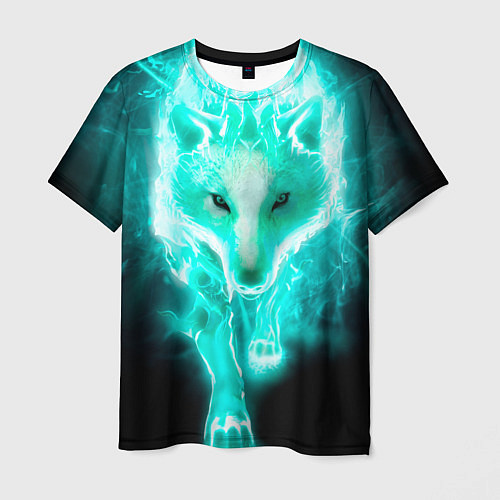 Мужская футболка Неоновый волк / 3D-принт – фото 1