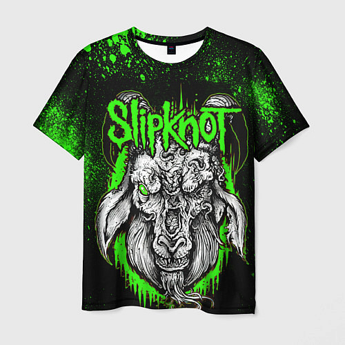 Мужская футболка Slipknot зеленый козел / 3D-принт – фото 1