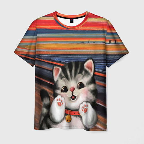 Мужская футболка Крик котёнка мяу / 3D-принт – фото 1
