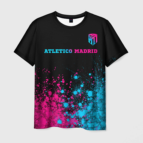 Мужская футболка Atletico Madrid - neon gradient: символ сверху / 3D-принт – фото 1