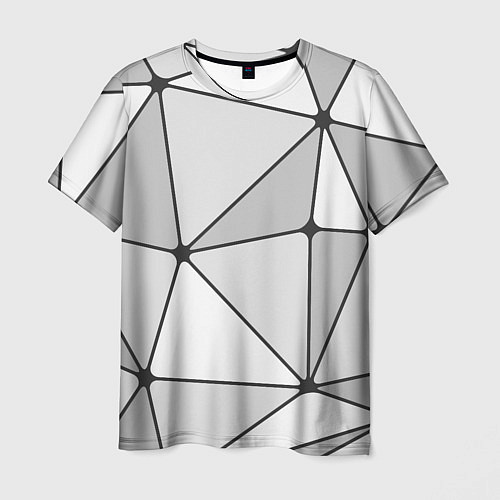 Мужская футболка Геометрические линии на сером фоне / 3D-принт – фото 1