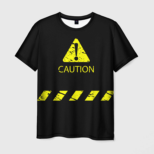 Мужская футболка CAUTION - Осторожно опасность / 3D-принт – фото 1