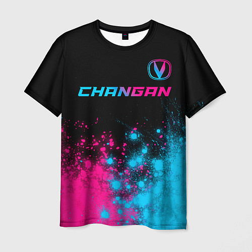 Мужская футболка Changan - neon gradient: символ сверху / 3D-принт – фото 1