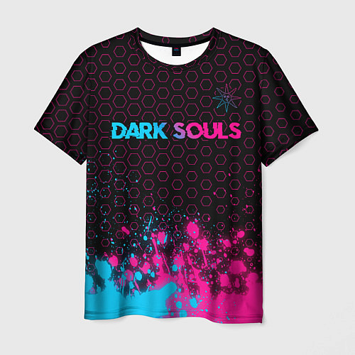 Мужская футболка Dark Souls - neon gradient: символ сверху / 3D-принт – фото 1