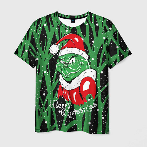 Мужская футболка Santa Claus, Grinch - Christmas thief / 3D-принт – фото 1