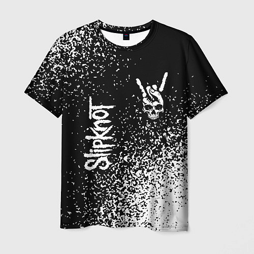 Мужская футболка Slipknot и рок символ на темном фоне / 3D-принт – фото 1