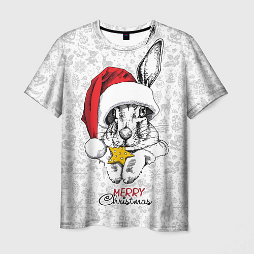 Мужская футболка Rabbit with cookies, merry Christmas / 3D-принт – фото 1