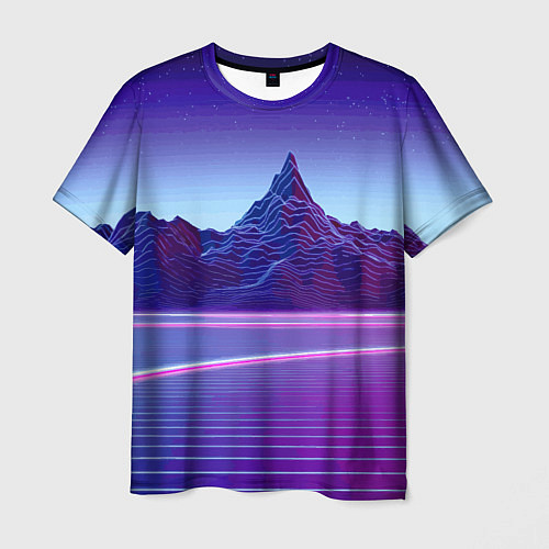 Мужская футболка Neon mountains - Vaporwave / 3D-принт – фото 1