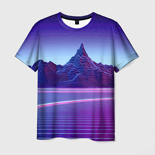 Мужская футболка Neon mountains - Vaporwave / 3D-принт – фото 1