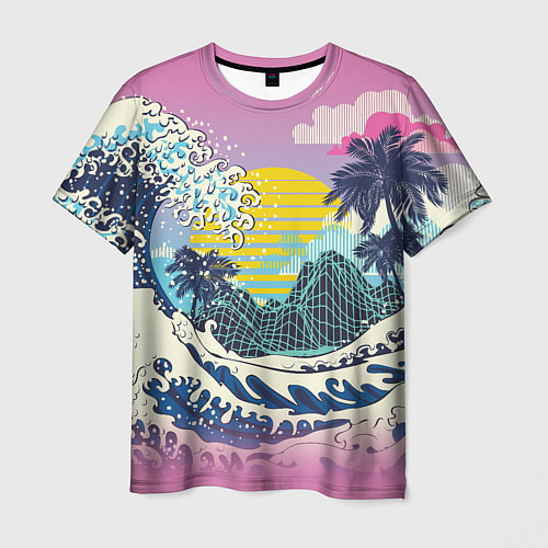 Мужская футболка Штормовые океанские волны и пальмы / 3D-принт – фото 1