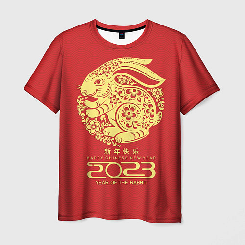 Мужская футболка 2023 year of the rabbit, happy chinese new year / 3D-принт – фото 1