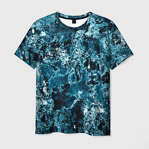 Мужская футболка Гранж - абстрактные синие разводы / 3D-принт – фото 1