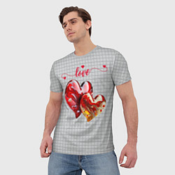 Футболка мужская Love - сердечки, цвет: 3D-принт — фото 2