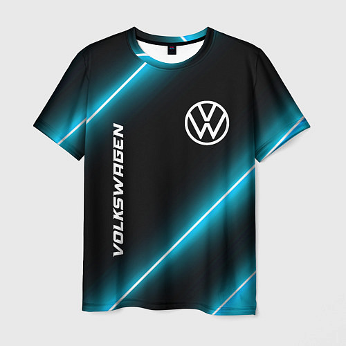 Мужская футболка Volkswagen неоновые лампы / 3D-принт – фото 1