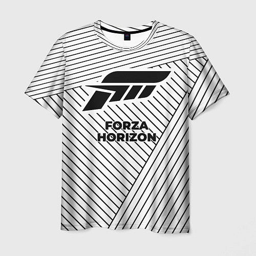 Мужская футболка Символ Forza Horizon на светлом фоне с полосами / 3D-принт – фото 1
