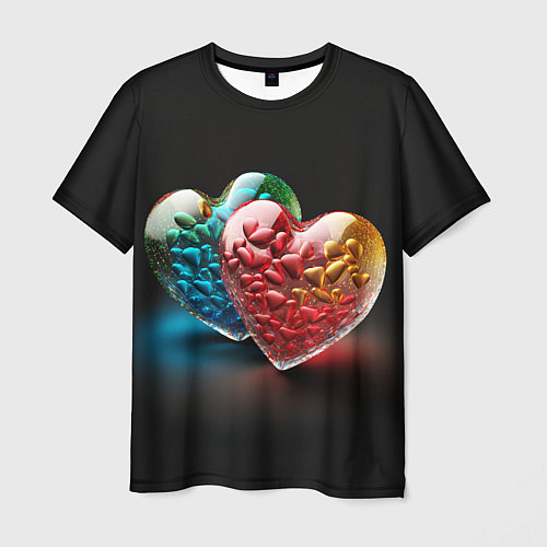Мужская футболка Сердечки для влюблённых / 3D-принт – фото 1