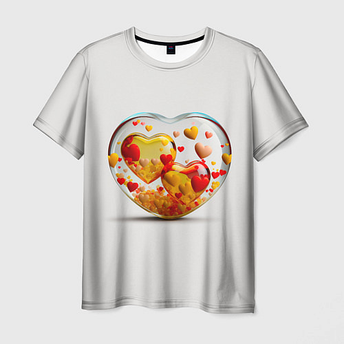 Мужская футболка Влюблённые сердца - сувенир / 3D-принт – фото 1