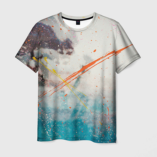 Мужская футболка Абстрактные мазки красок на тенях и тумане / 3D-принт – фото 1