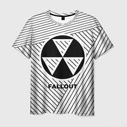 Футболка мужская Символ Fallout на светлом фоне с полосами, цвет: 3D-принт