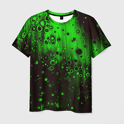 Мужская футболка Зелёные краски и вода / 3D-принт – фото 1