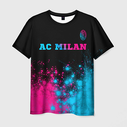 Мужская футболка AC Milan - neon gradient: символ сверху / 3D-принт – фото 1