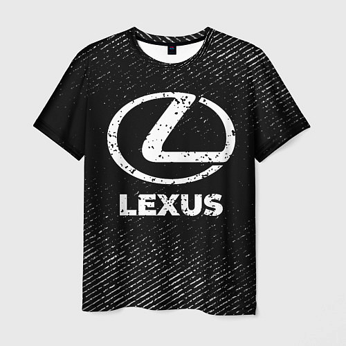 Мужская футболка Lexus с потертостями на темном фоне / 3D-принт – фото 1
