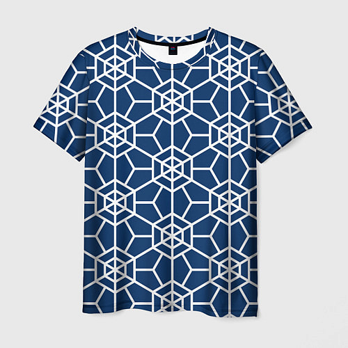 Мужская футболка Синий узорчатый паттерн / 3D-принт – фото 1
