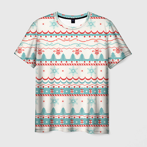 Мужская футболка Новогодний свитер, но без оленей / 3D-принт – фото 1
