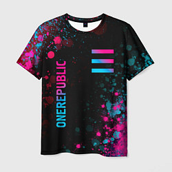 Мужская футболка OneRepublic - neon gradient: надпись, символ