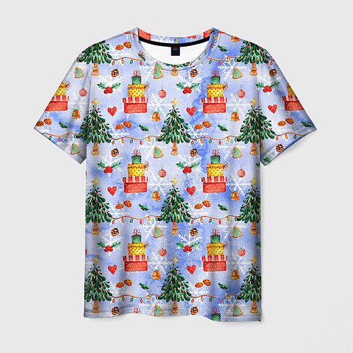 Мужская футболка Новый год - елки и подарки / 3D-принт – фото 1