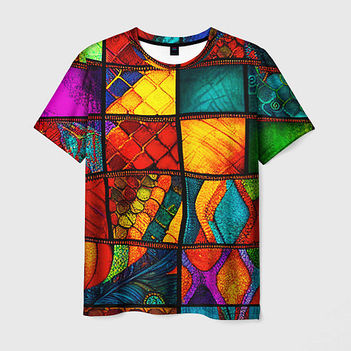 Мужская футболка Лоскутная мозаика - пэчворк / 3D-принт – фото 1