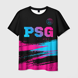 Мужская футболка PSG - neon gradient: символ сверху