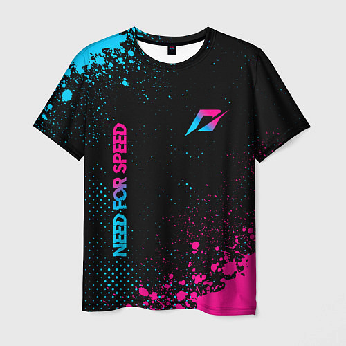 Мужская футболка Need for Speed - neon gradient: надпись, символ / 3D-принт – фото 1