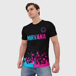 Футболка мужская Nirvana - neon gradient: символ сверху, цвет: 3D-принт — фото 2
