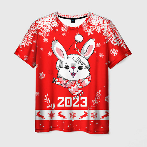 Мужская футболка Праздничный кролик 2023 / 3D-принт – фото 1
