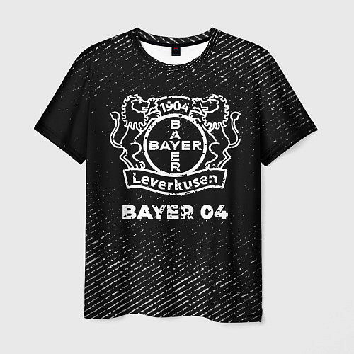 Мужская футболка Bayer 04 с потертостями на темном фоне / 3D-принт – фото 1