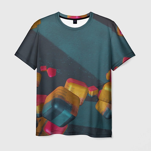 Мужская футболка Множество абстрактных кубиков / 3D-принт – фото 1