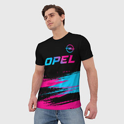 Футболка мужская Opel - neon gradient: символ сверху, цвет: 3D-принт — фото 2
