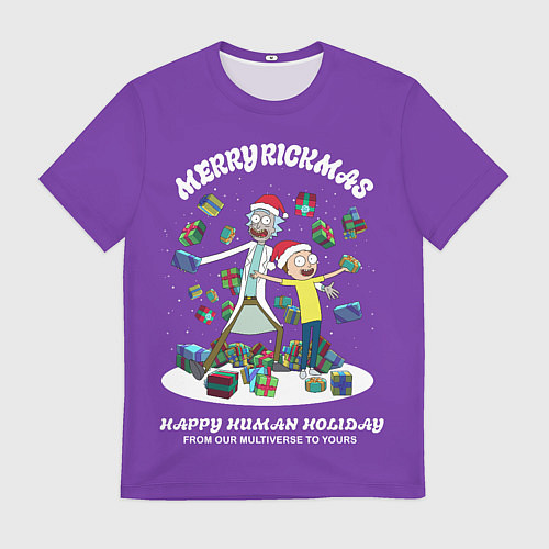 Мужская футболка Рик и Морти Новый год подарки / 3D-принт – фото 1