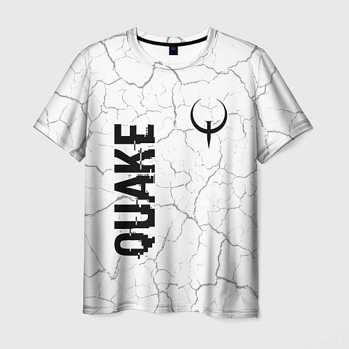 Мужская футболка Quake glitch на светлом фоне: надпись, символ / 3D-принт – фото 1