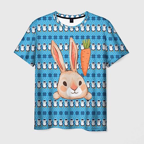 Мужская футболка Заяц и морковка / 3D-принт – фото 1