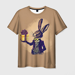 Футболка мужская Кролик в костюме с подарком, цвет: 3D-принт